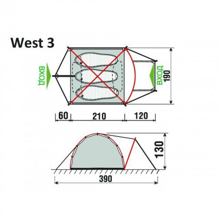 Палатка GreenLand West 3